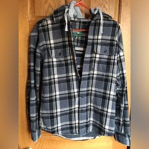 Mens American Eagle Heavy Plaid Hooded Flannel Shirt XS
